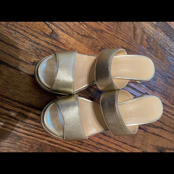 Jimmy Choo platform wedge gold slide sandals - Picture 2 of 10